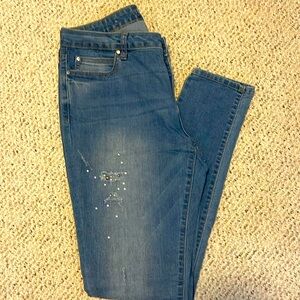 Jennifer Lopez, stretch, skinny jeans, light, blue, size 10